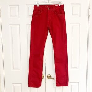 Rag & Bone RB 15X Slim Straight Red Jean 100% Cotton Pants in Size 30.